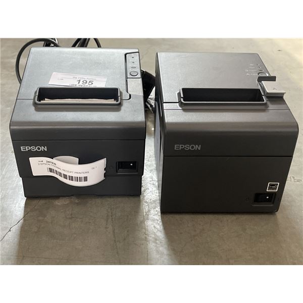 2 EPSON THERMAL RECEIPT PRINTERS MODEL TM-88V WITH POWER ADAPTERS