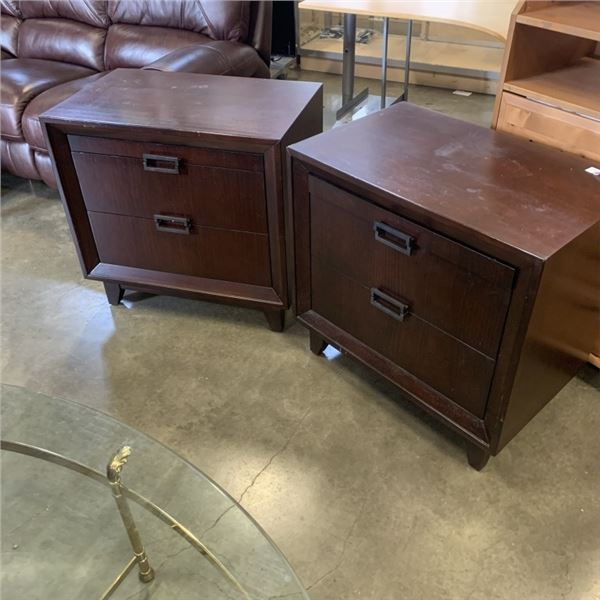 CASANA MODERN DARK FINISH NIGHTSTANDS WITH 2 DRAWERS AND TRAY