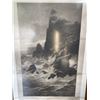 Image 2 : ANTIQUE OAK FRAME SKETCH, 'A ROCK BOUND COAST' BY STUART MILL, 1889