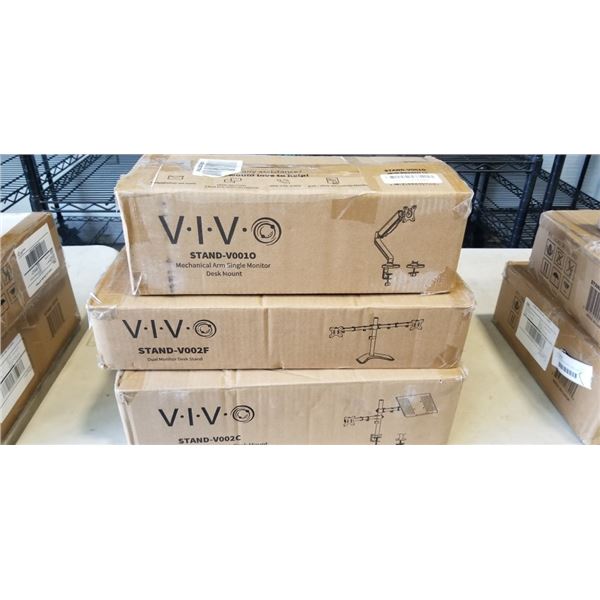VIVO DUAL MONITOR DESK STAND, LAPTOP DESK MOUNT, AND SINGLE MONITOR ADJSTABLE DESK MOUNT