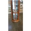 Image 2 : OAK 6FT CORNER ILLUMINATED BOWED GLASS DISPLAY CABINET
