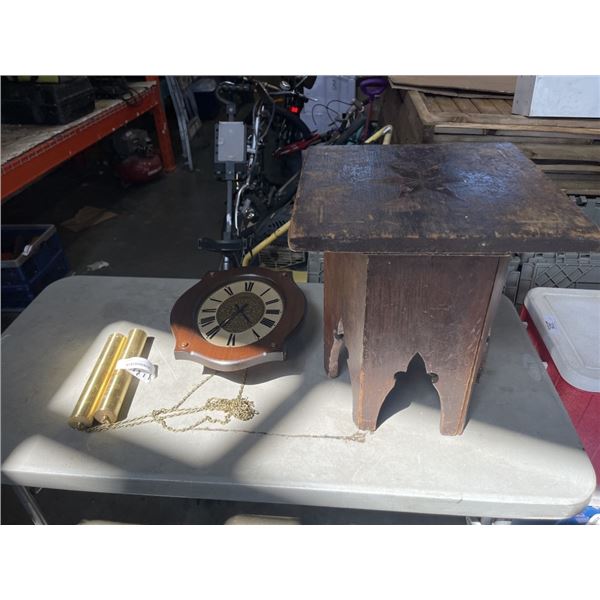 VINTAGE WALL CLOCK AND STOOL