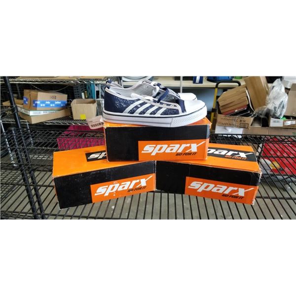 3 NEW PAIRS OF SPARX CONVERSE STYLE SHOES, IN BOX WITH CARRY BAG, SIZE UK 41 AND 40