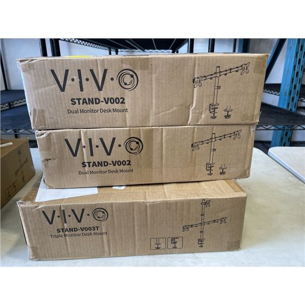 VIVO TRIPLE MONITOR DESK MOUNT, AND 2 VIVO DUAL MONITOR DESK MOUNTS