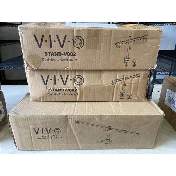 VIVO TRIPLE MONITOR DESK MOUNT, AND 2 VIVO DUAL MONITOR DESK MOUNTS