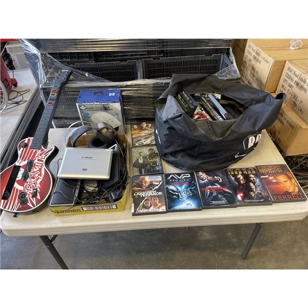 GUITAR HERO AEROSMITH NINTENDO WII GUITAR CONTROLLER WITH ASSORTMENT OF ELECTRONICS AND DVDS