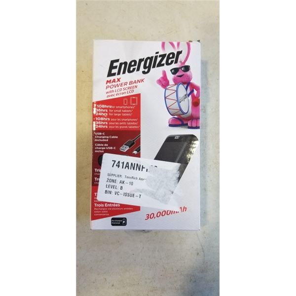 ENERGIZER MAX POWER BANK WITH LCD SCREEN 30,000MAH