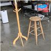 Image 1 : WOODEN COAT TREE AND STOOL