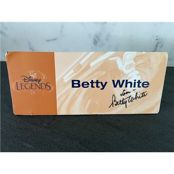 Betty White signed Disney Legends sign