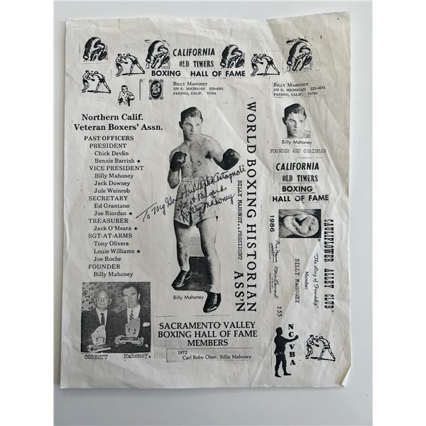 Boxer Billy Mahoney signed print