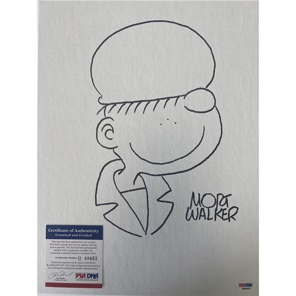 Mort Walker Beetle Bailey hand drawn and signed sketch. PSA