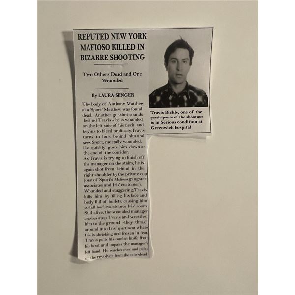 Taxi Driver Matthew "Sport" Higgins prop newspaper clipping