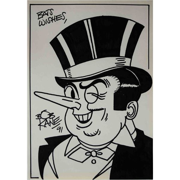 Batman The Penguin sketch signed by Bob Kane