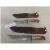 2 Hunting Knives with Antler Handle, Both with Scabbard |  12" Length & 14" Length