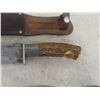 Image 4 : 2 Hunting Knives with Antler Handle, Both with Scabbard |  12" Length & 14" Length