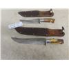 Image 7 : 2 Hunting Knives with Antler Handle, Both with Scabbard |  12" Length & 14" Length