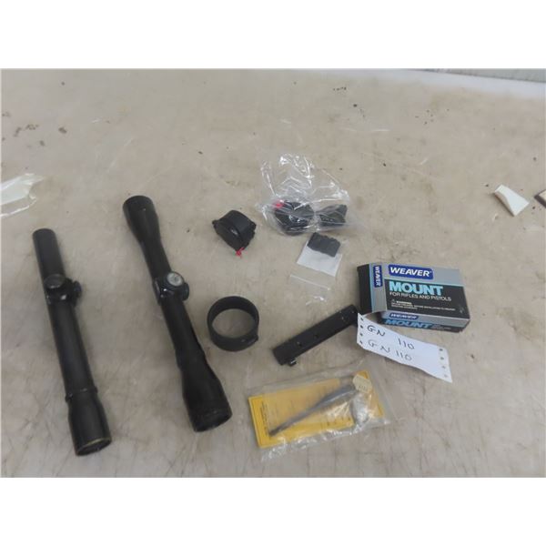 Weaver Scope M25, Bushnell 4x32 Scope, Rail Mount + Rings 