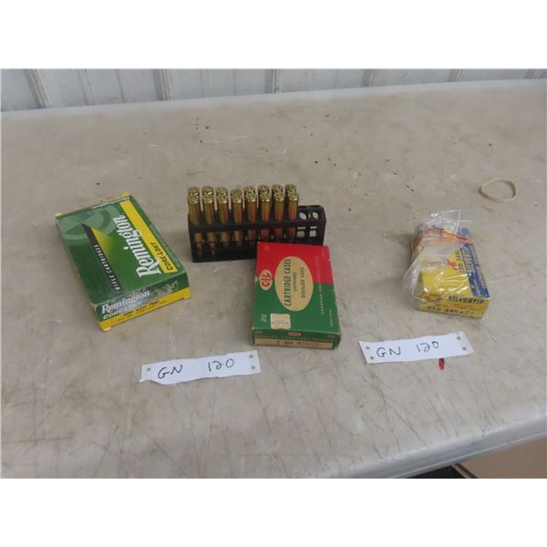 Various Ammo, 51x Total | (4 Rounds) 300 WinMag Ammo,  (20 Rounds) 250 Savage Ammo, (20 Rounds) 7mm 