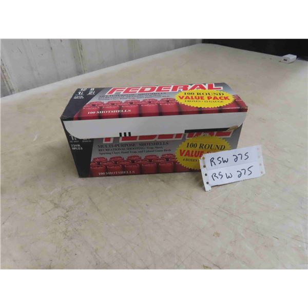 Federal 12 Gauge 2 3/4" Ammo 100 Rounds 