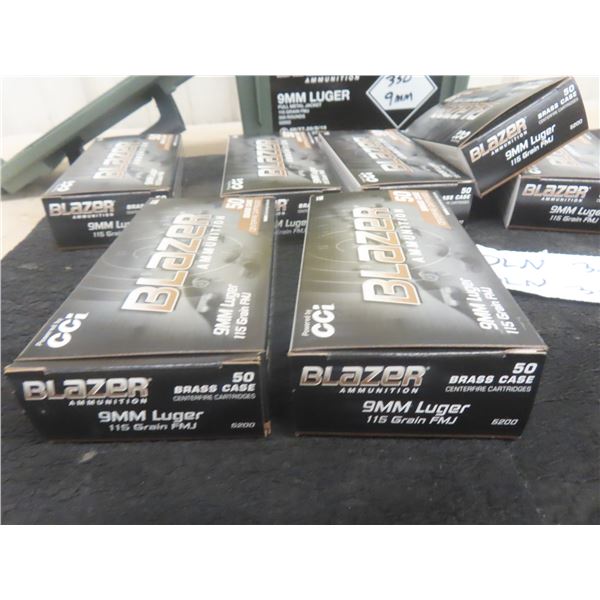 Blazer 9mm Luger Ammo 350 Rounds with Ammo Case