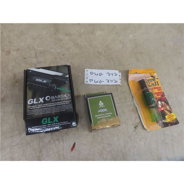 Crow Call, Universal tri - Rail Barrel Mount, GLX Pistol Laser Sight 