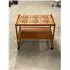 Image 1 : Teak 2 Tier Cart on Casters - Tiled Top - Approx: 28 x 18 & 23"T