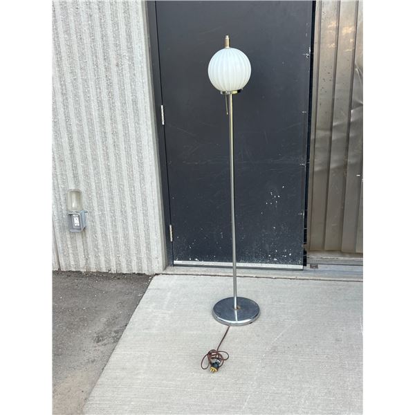 Vintage Chrome / Milk Glass Shade Floor Lamp - Works - see all photos for condition