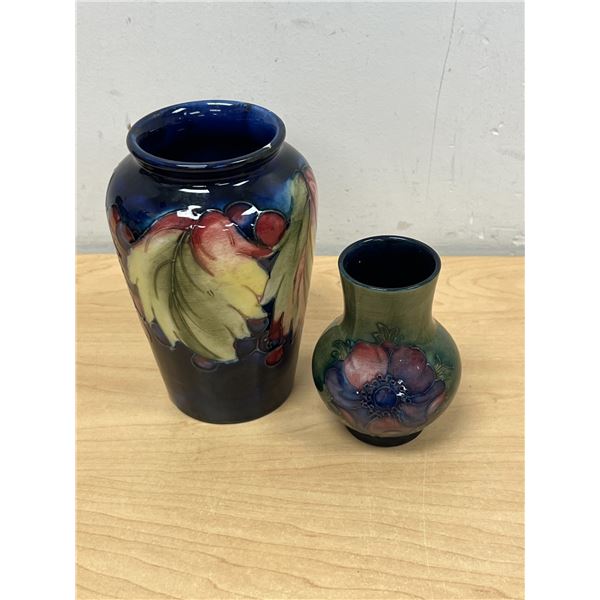 2 Moorcroft Art Pottery Vases - taller is 6" - see all photos
