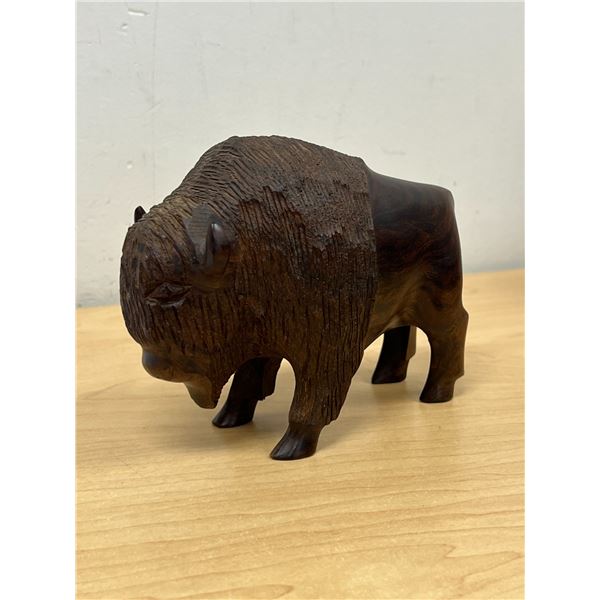 Nice Wood Carved Bison Sculpture 6"W 4.75"T