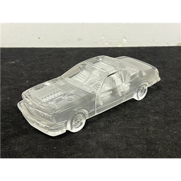 German BMW Crystal Glass Paperweight 7.5"W