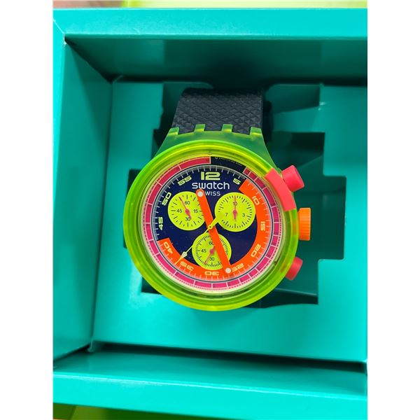 Swatch Neon To The Max Watch with Box - not tested, see all photos