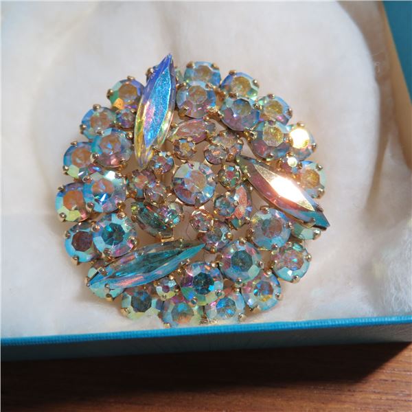 SHERMAN aurora borealis brooch.  Nice and vibrant!