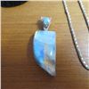 Image 5 : 925 Sterling lot.  Beautiful long chain, unique stone pendant and ring, approx size 6