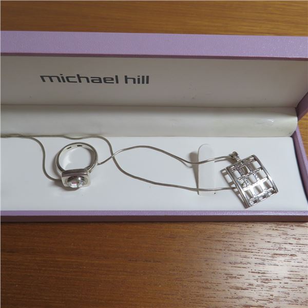 925 Sterling lot.  Very nice chain, pendant and ring, approx size 6.5