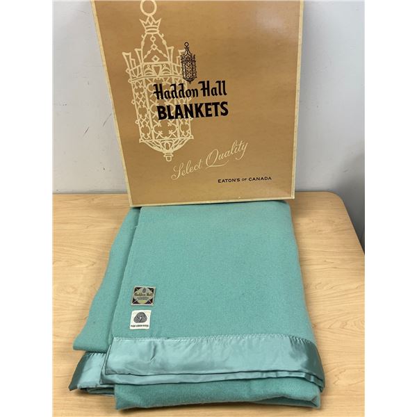 Vintage Haddon Hall Blanket with Original Box 72 x 84" - some use, see all photos