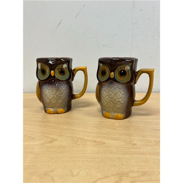 2 Ceramic Owl Coffee Mugs