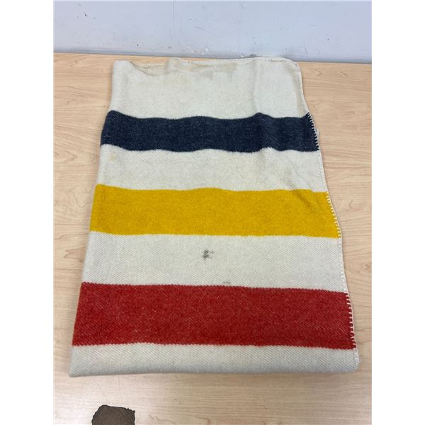 Vintage Wool Striped Blanket - quite small shows years of use, see all photos 45x34"
