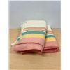 Image 1 : 2 Vintage Candy Stripe Blankets - nice overall Approx: 78x62"