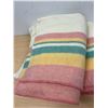 Image 2 : 2 Vintage Candy Stripe Blankets - nice overall Approx: 78x62"