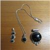 Image 4 : 925 Sterling lot.  Chain with 3 gorgeous pendants with black stones.
