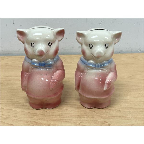 2 Vintage Ceramic Piggy Banks 6"