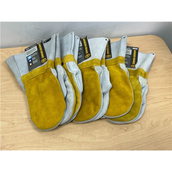 5 Pairs Gander Brand Lined Split Cowhide Welding Mitts - see all photos