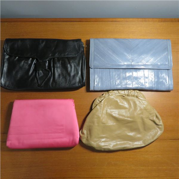 Lot of 4 vintage womens clutch purses - see description and photos