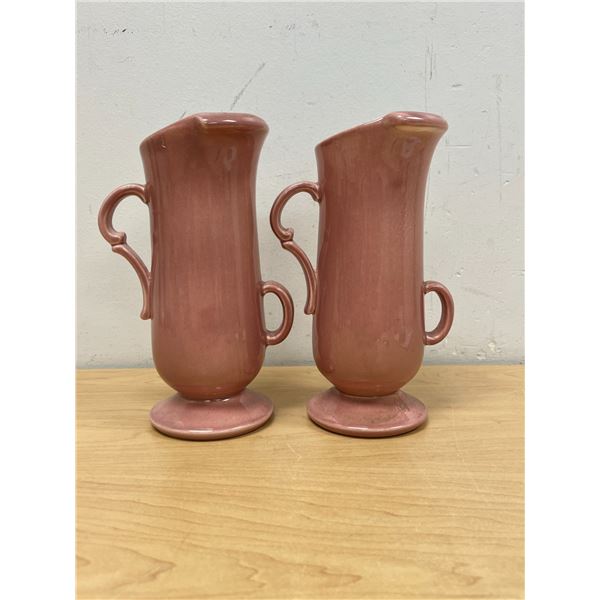 2 Red Wing USA Redwing Art Pottery Vases 8"