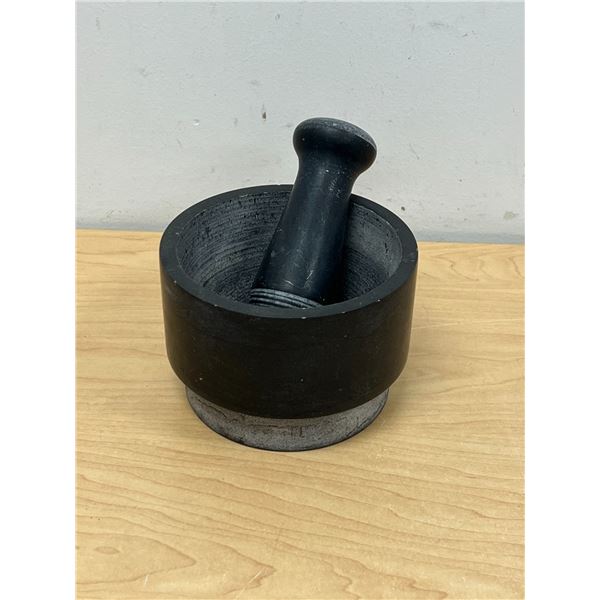 Unusual Stone Mortar & Pestle - mortar 5.25"W