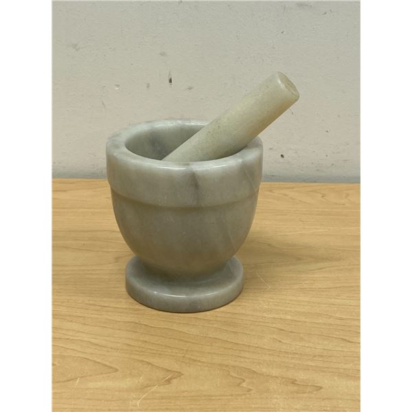 Stone (Possibly Marble) Mortar & Pestle - mortar 4"W