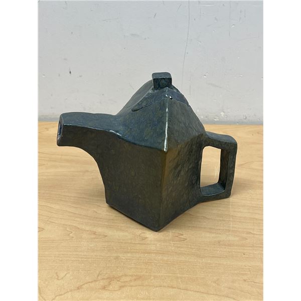 Signed Abstract Clay Teapot 7"T 8"W