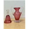 Image 1 : Cranberry Glass Bell & Vase - Vase 8" tall