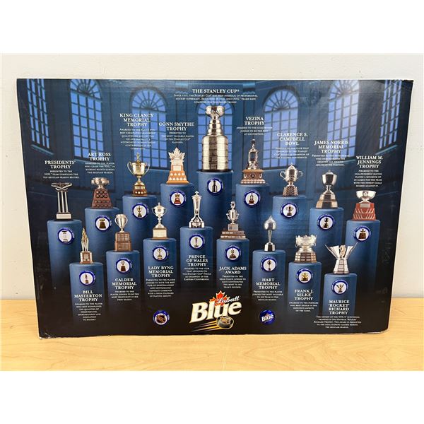 Labatt Blue NHL Hockey Trophy Bottle Caps on Cardboard Display - Approx: 24x16.75"