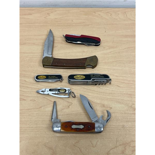 Lot of 6 Folding Knives Knife - longest total length 8.5" (see all photos)